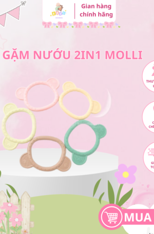 Gặm Nướu Silicon Molli Hình Gấu 2in1 – Không BPA, An Toàn Cho Bé